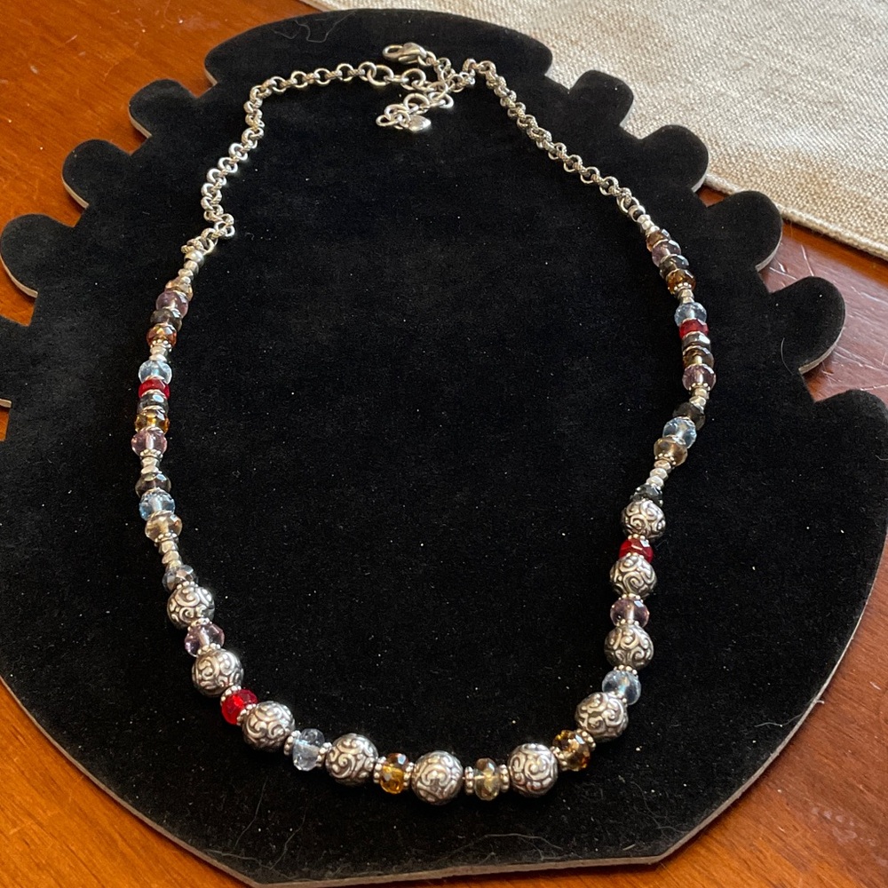Brighton Silver  Plated Latika Necklace with  multicolour Beads